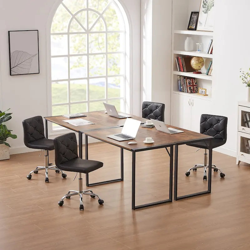 Chaise de bureau sans accoudoirs à dossier mi-haut en similicuir PU, hauteur réglable et pivotement à 360°