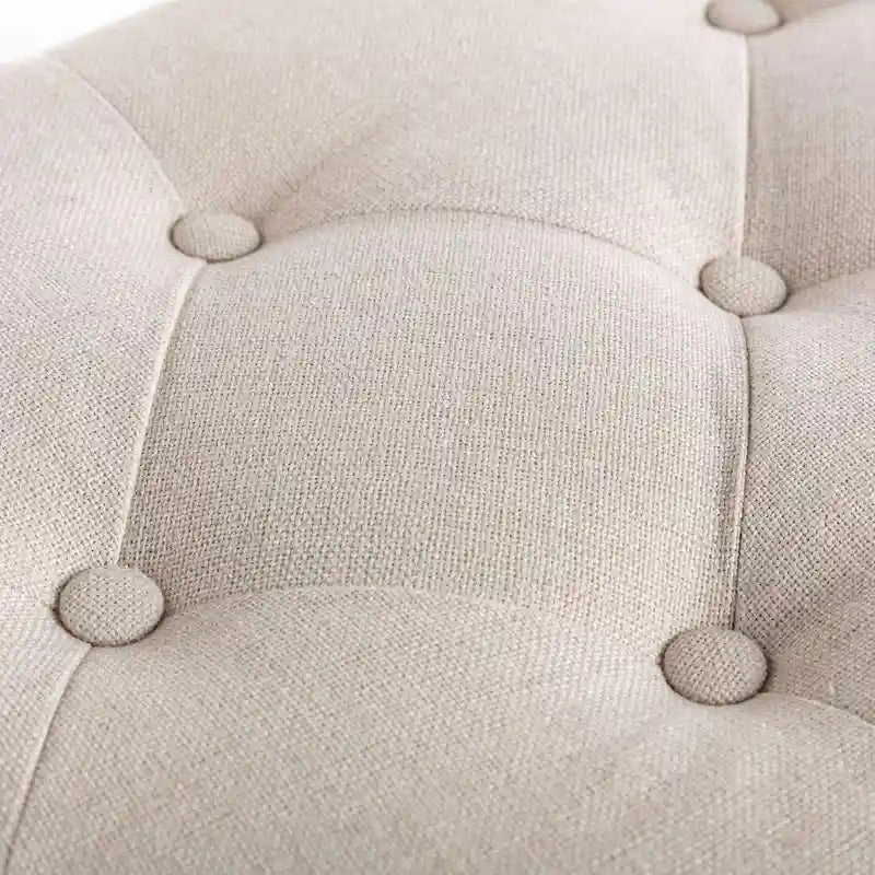 48" Tufted Linen Upholstered Bench with Rubberwood Legs