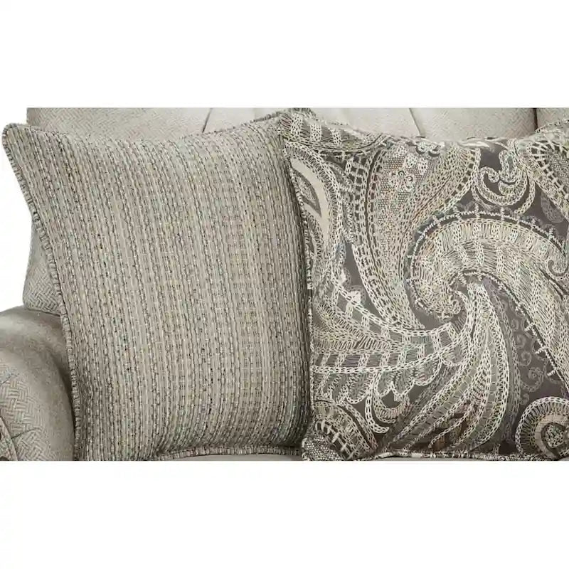 Beige Transitional Loveseat with Nailhead Trim
