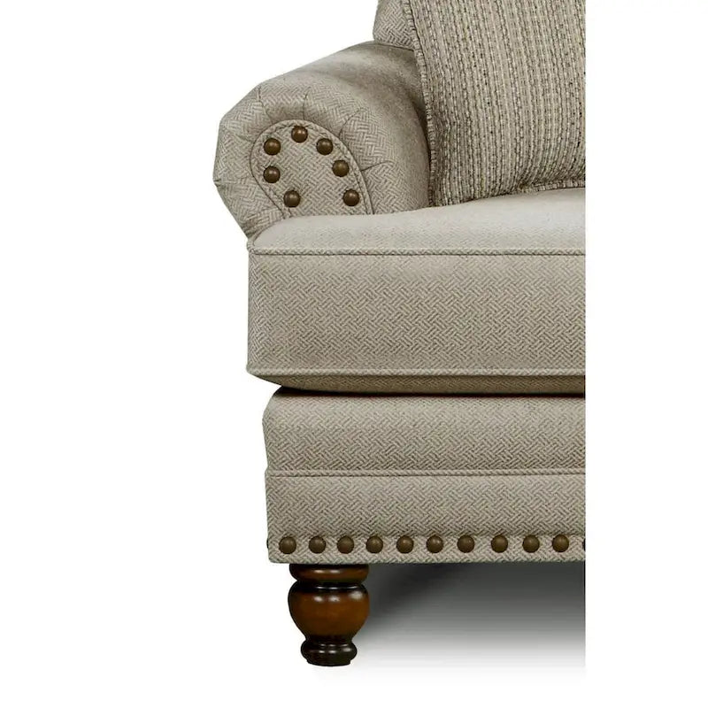 Beige Transitional Loveseat with Nailhead Trim