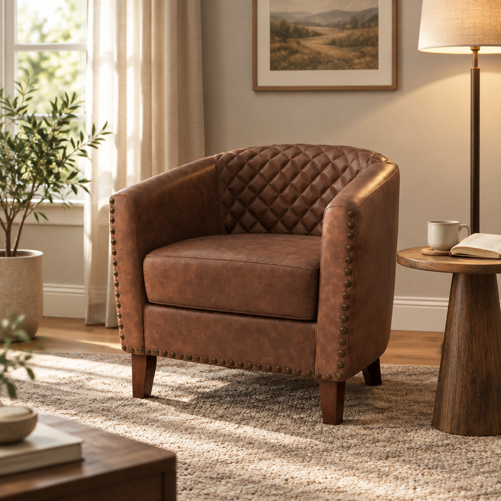 Tufted Armchair in Cozy Living Room